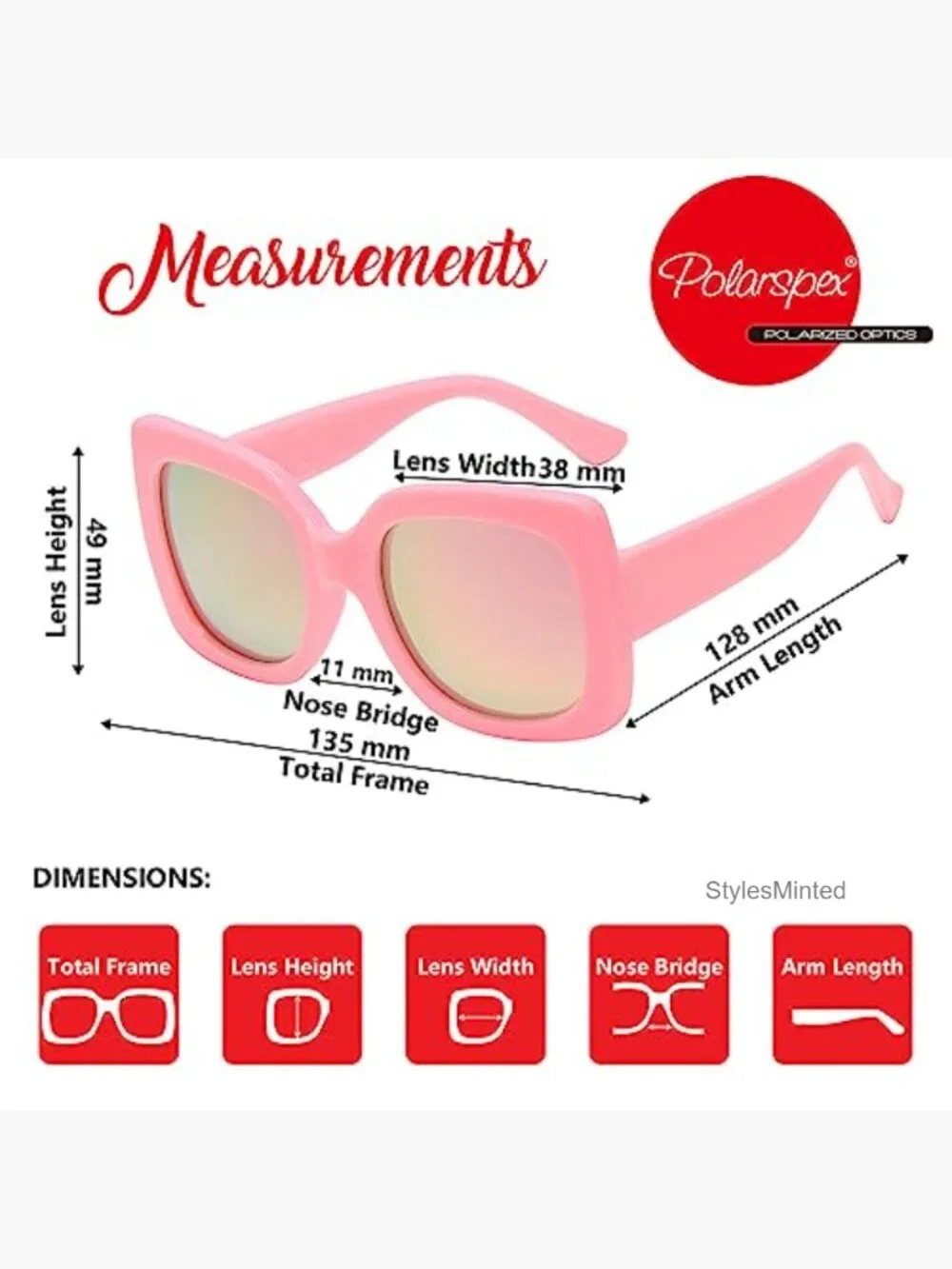 Girls Oversized Square Polarized Sunglasses BPA Free
